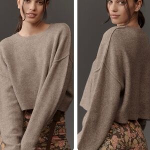 Pilcro Soft Brown Crew Neck Sweater